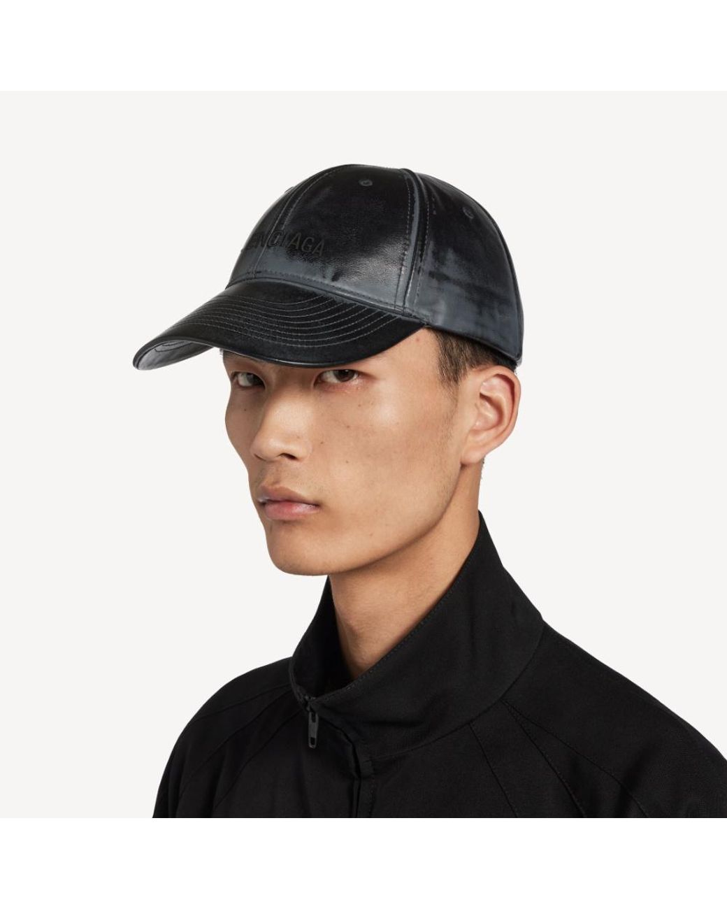 Balenciaga Black Leather Cap for men