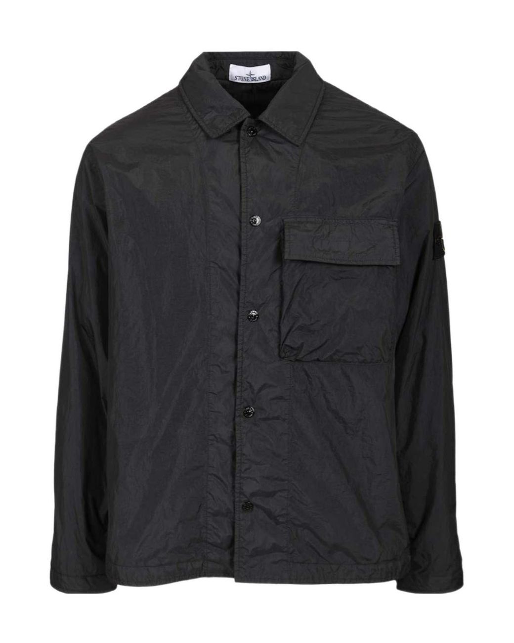 Stone Island Black Pocket Detail Buttoned Shirt for men