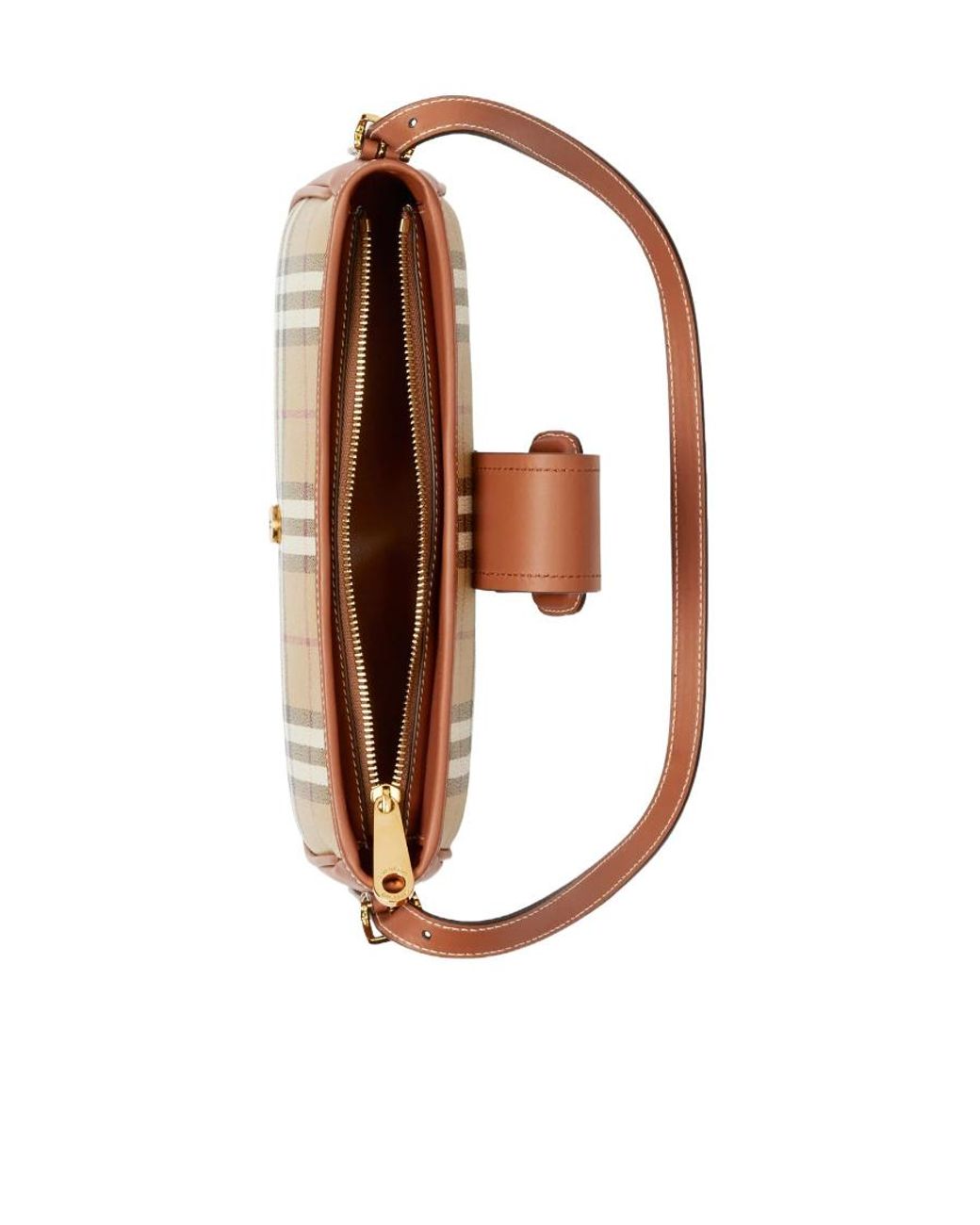 Burberry Brown Sling Vintage Check Buckle-Detailed Shoulder Bag