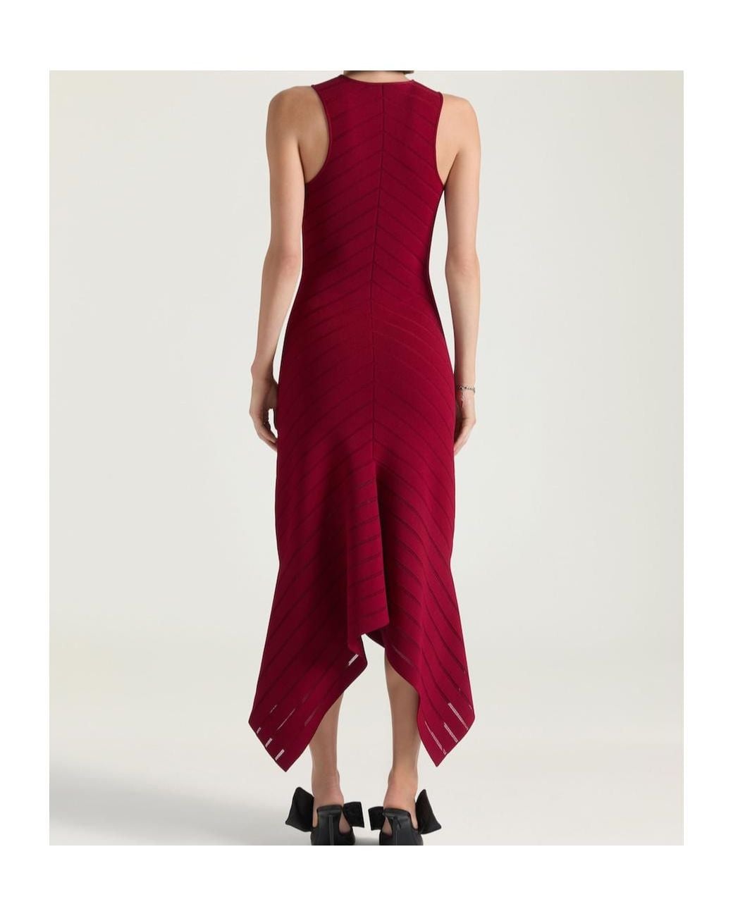 Givenchy Red Herringbone Knit Maxi Skirt