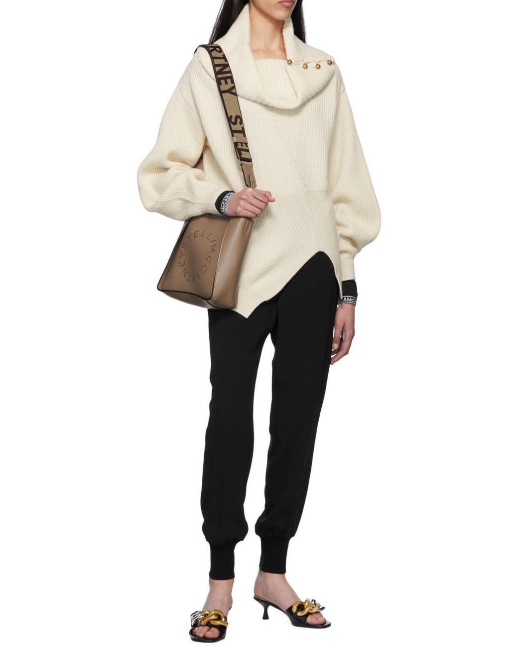 Stella McCartney White Asymmetric Button-Embellished Jumper