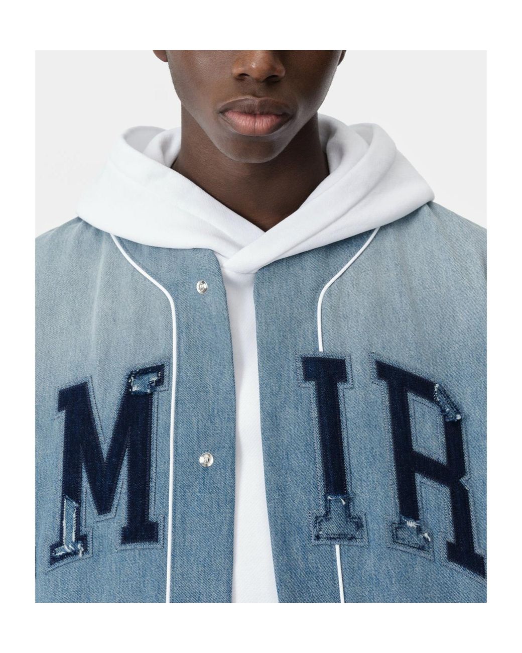 Amiri Blue Logo Printed Denim Shirt for men