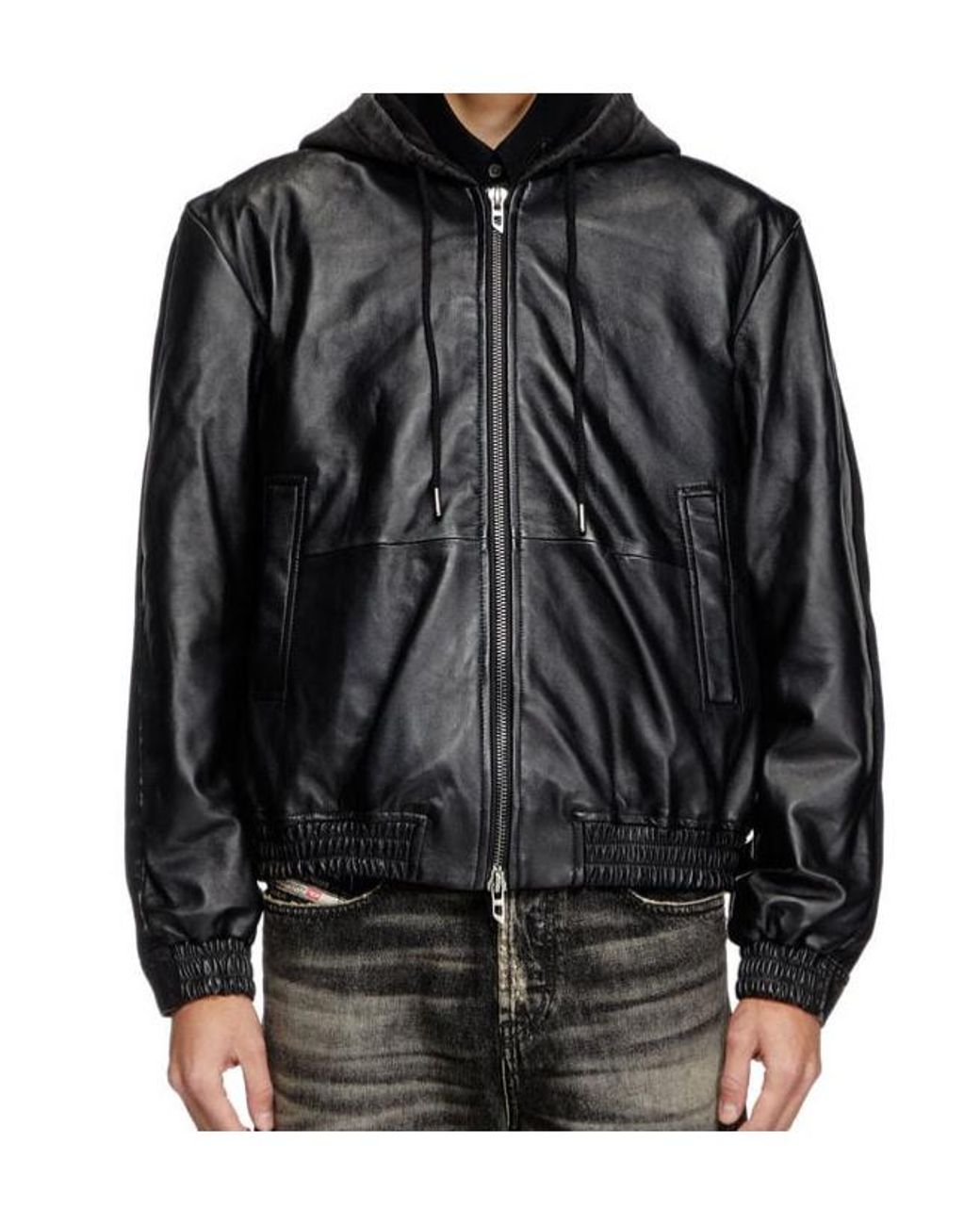 DIESEL Black L-Ochs Zip-Up Long-Sleeved Jacket for men