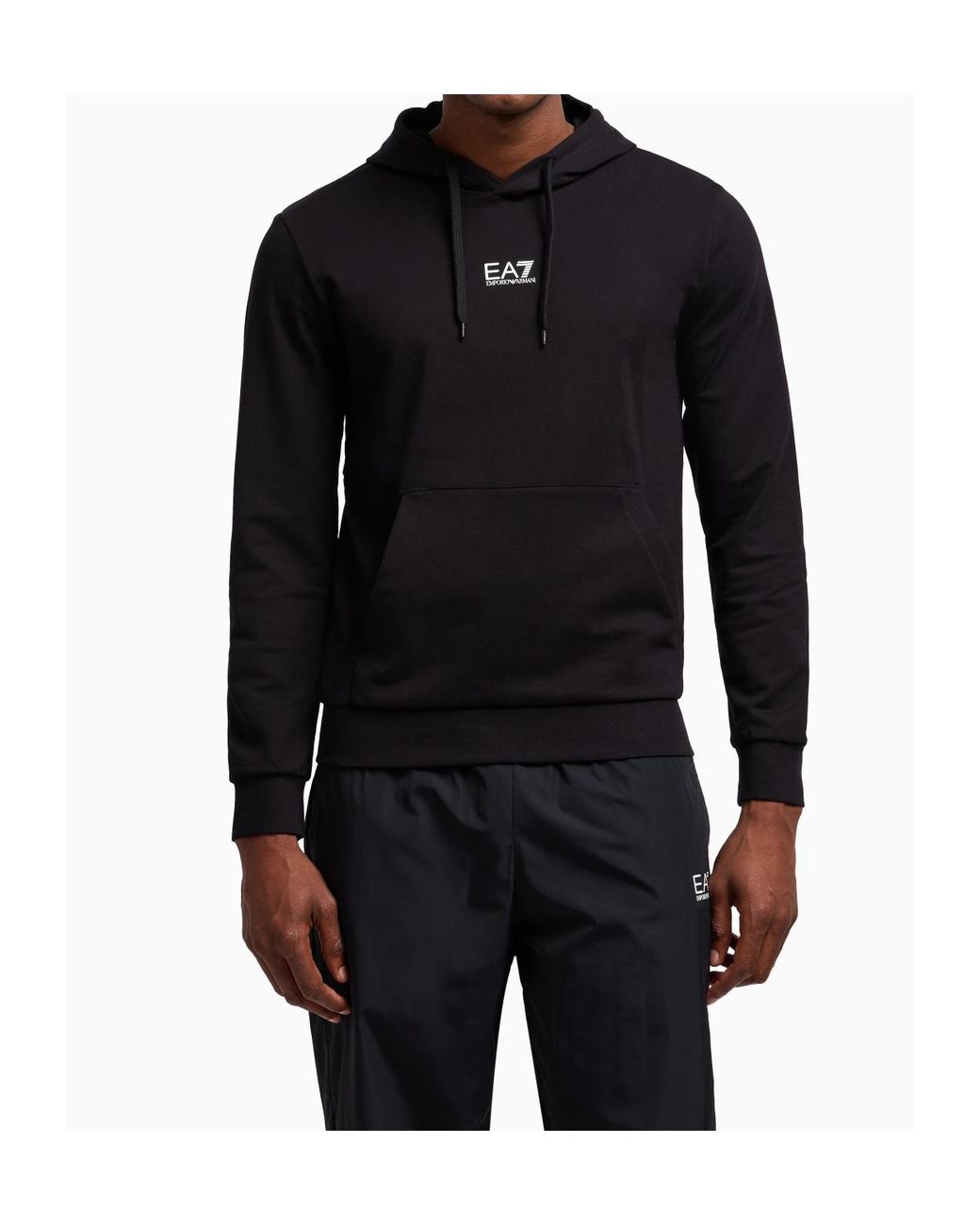 EA7 Black Core Identity Drawstring Hoodie for men