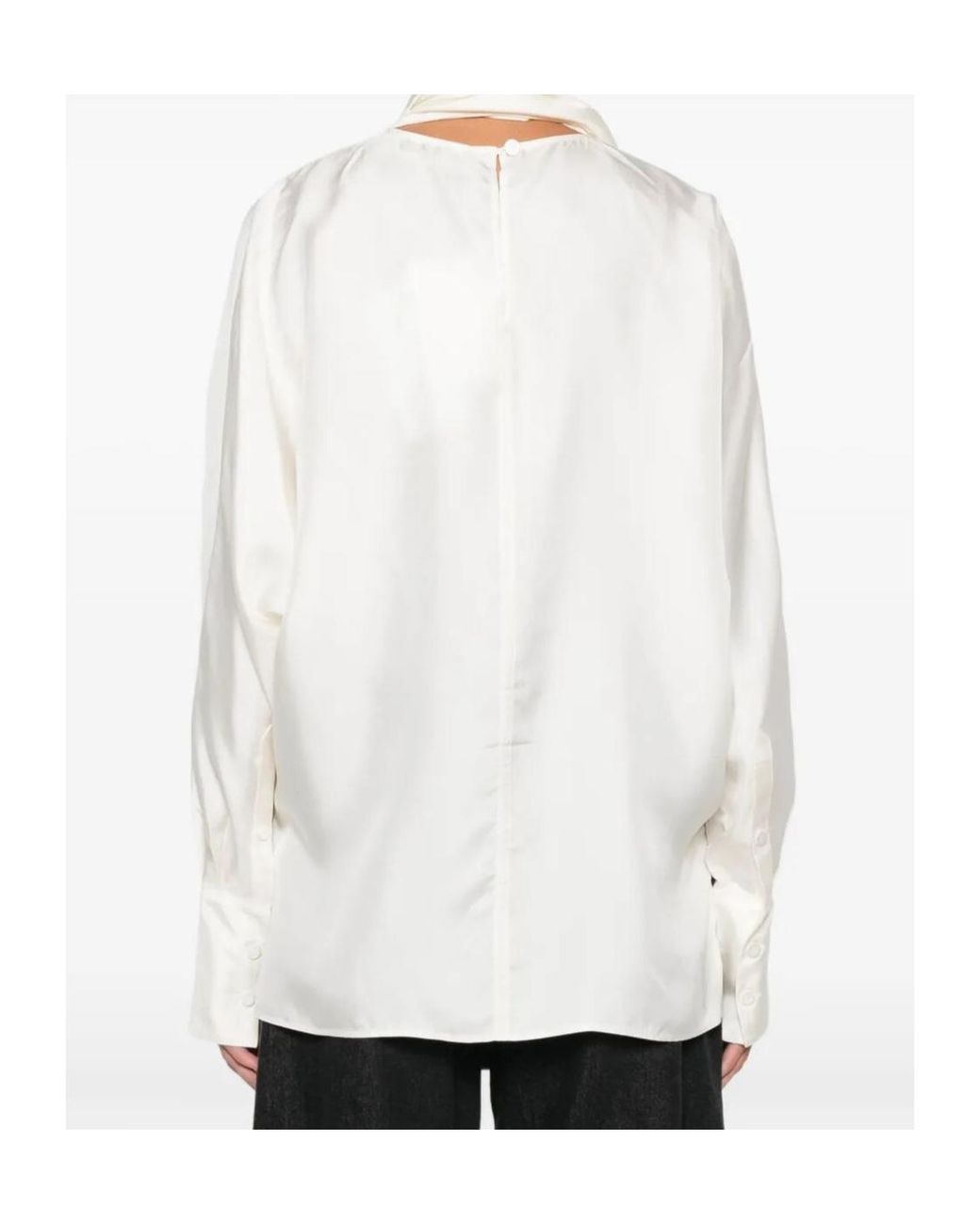 Rohe White Silk Scarf Blouse