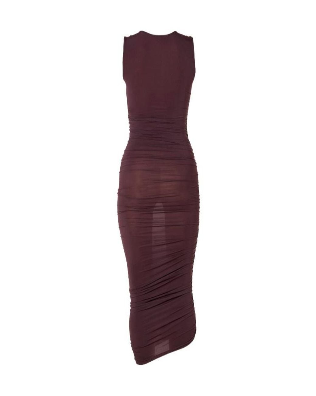 Wolford Red Asymmetric Ruched Midi Dress