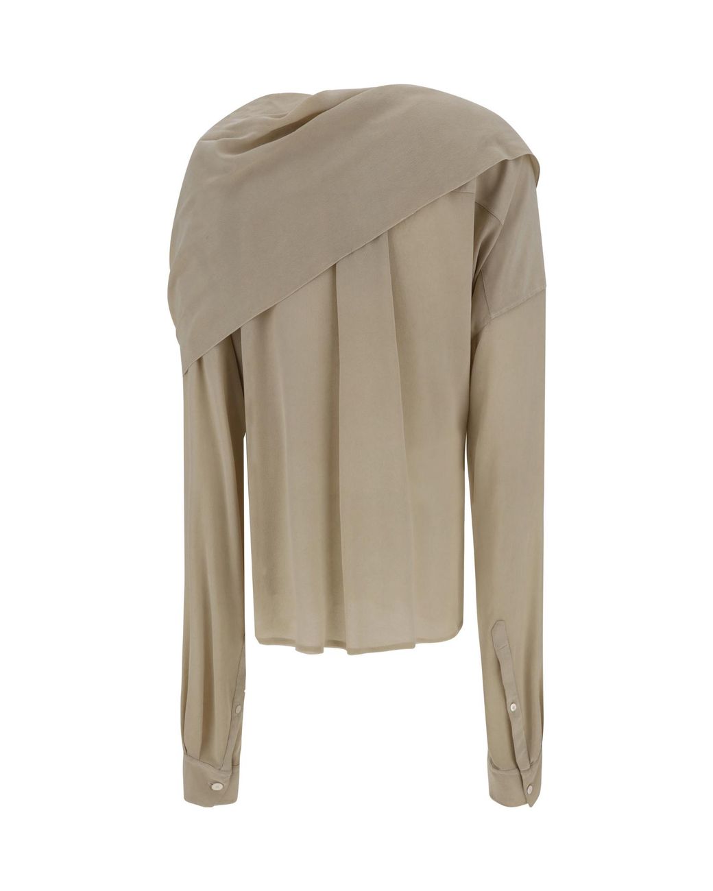 Quira Natural Crepe Silk Shawl Blouse