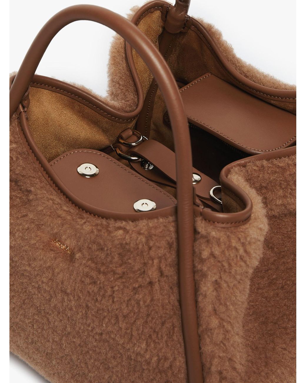 Max Mara Brown Teddy Top Handle Bag