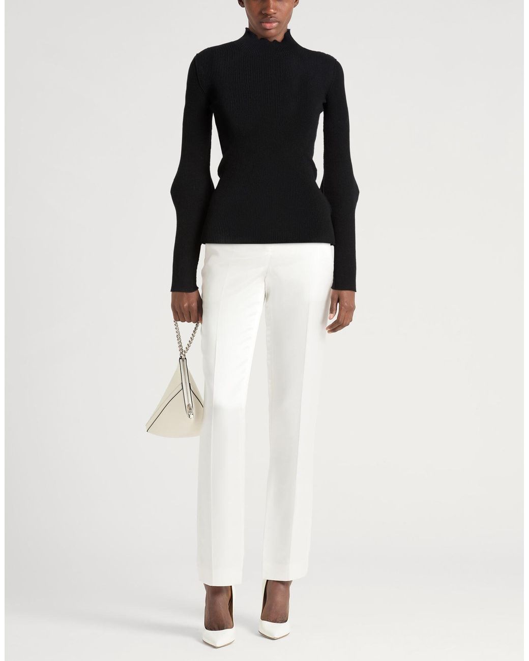 MM6 by Maison Margiela Black Solid Color Appliqué Knit Sweater