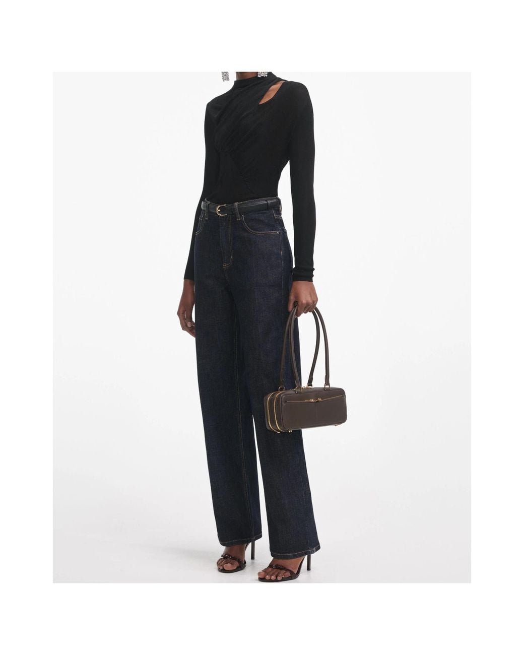 Self-Portrait Black Cut Out Knit Top