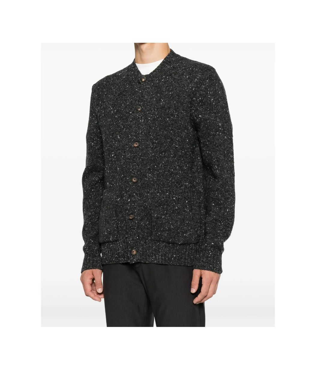 Eleventy Black Button-Up Cardigan for men