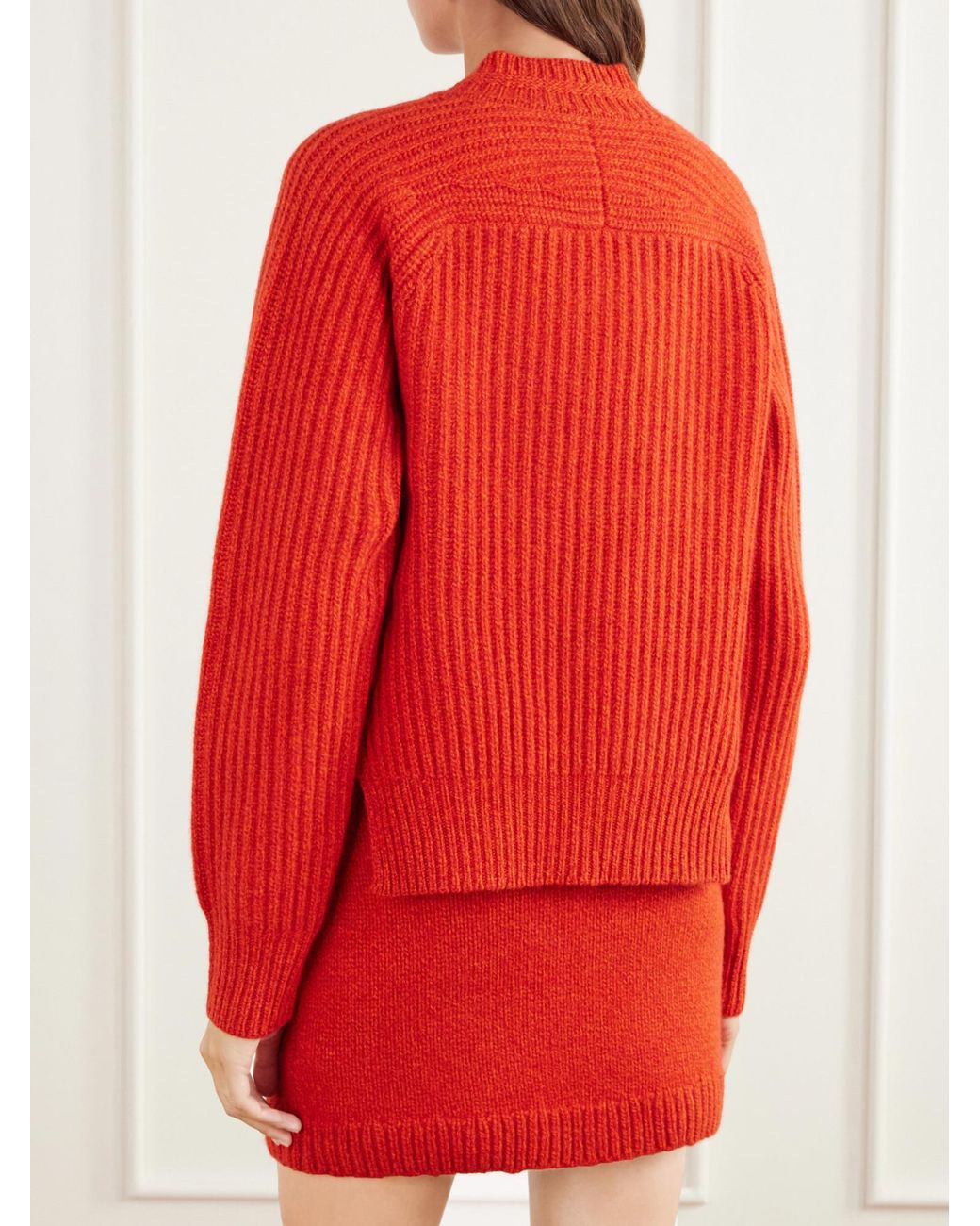 TOVE Red Ribbed-Knit Wool Sweater