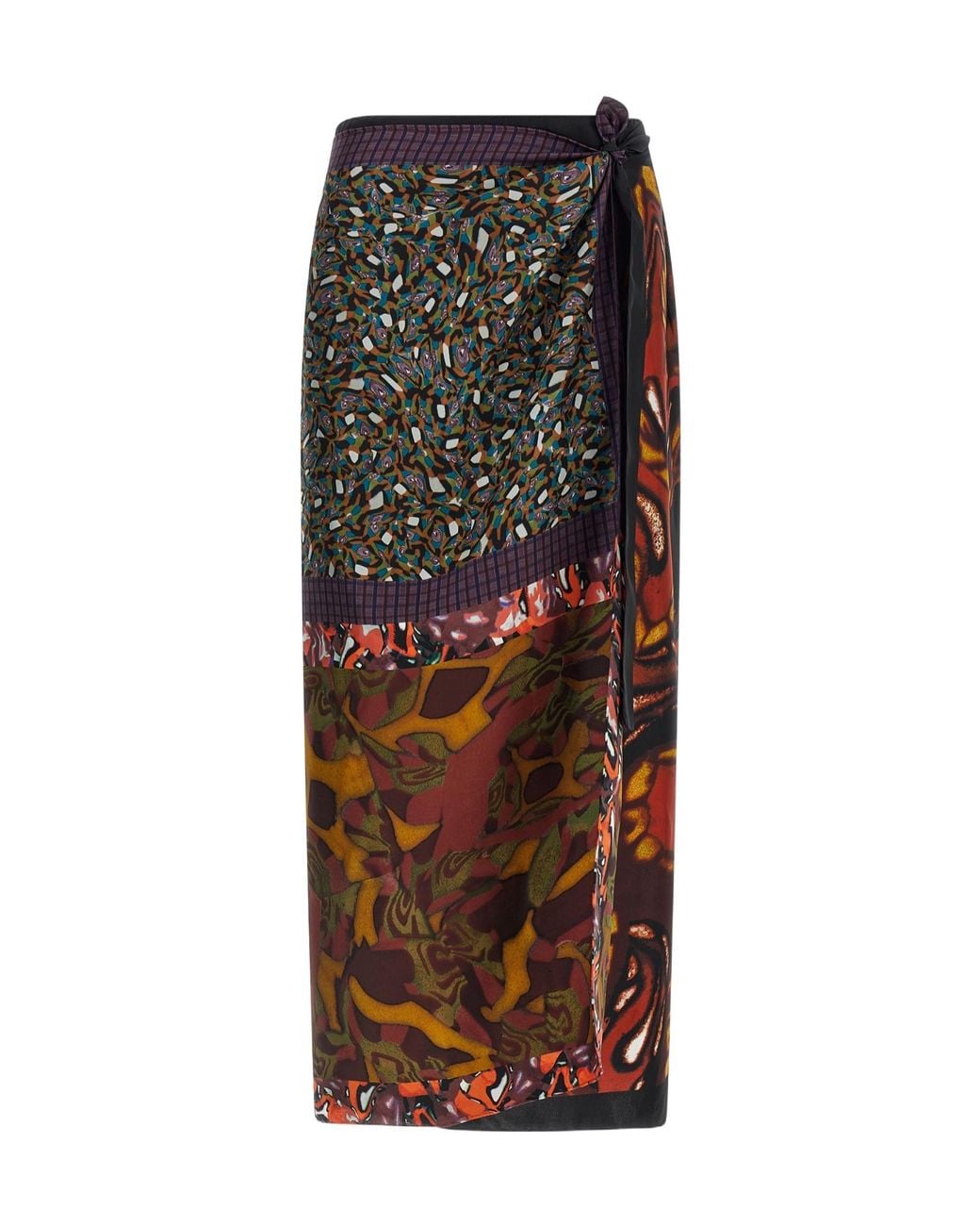 Dries Van Noten Brown Long Wrap Scarf-Skirt
