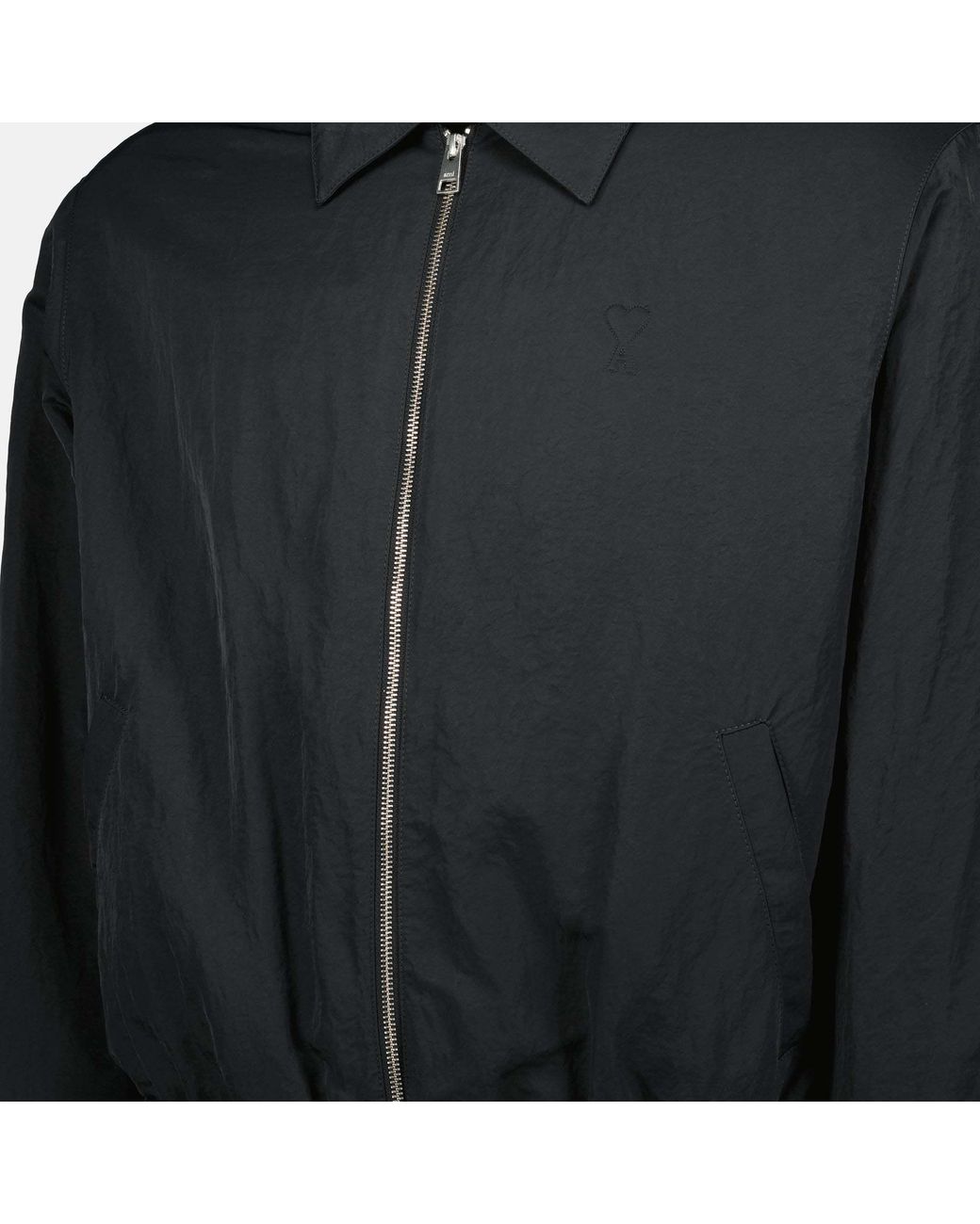 AMI Black Logo Embossed Zipped Jacket for men