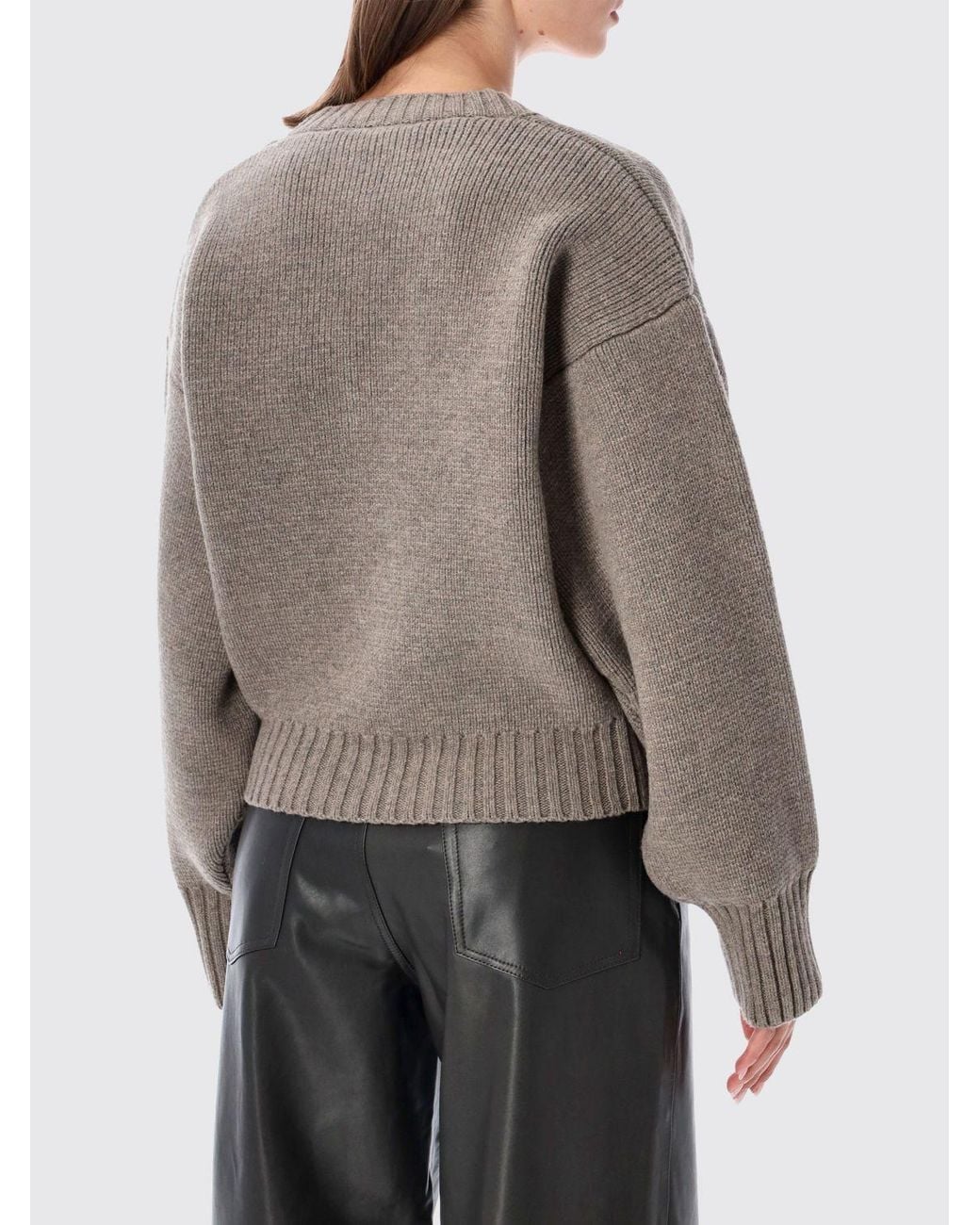 Rohe Gray Sculptural V-Neck Knitted Jumper