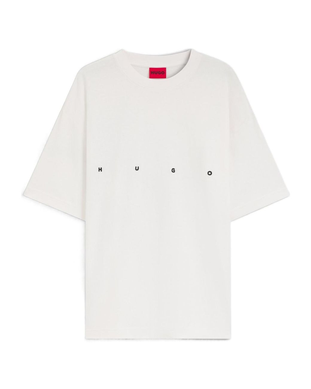 Boss White Graphic-Print Logo-Print T-Shirt for men