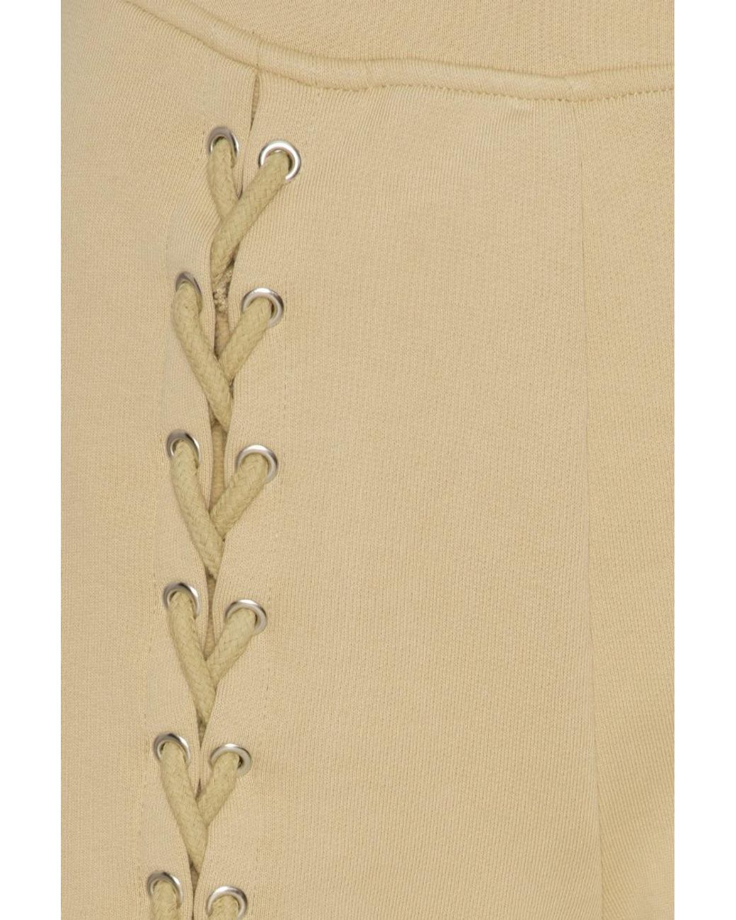 ROTATE BIRGER CHRISTENSEN Natural Straight-Leg Lace-Up Detailed Pants