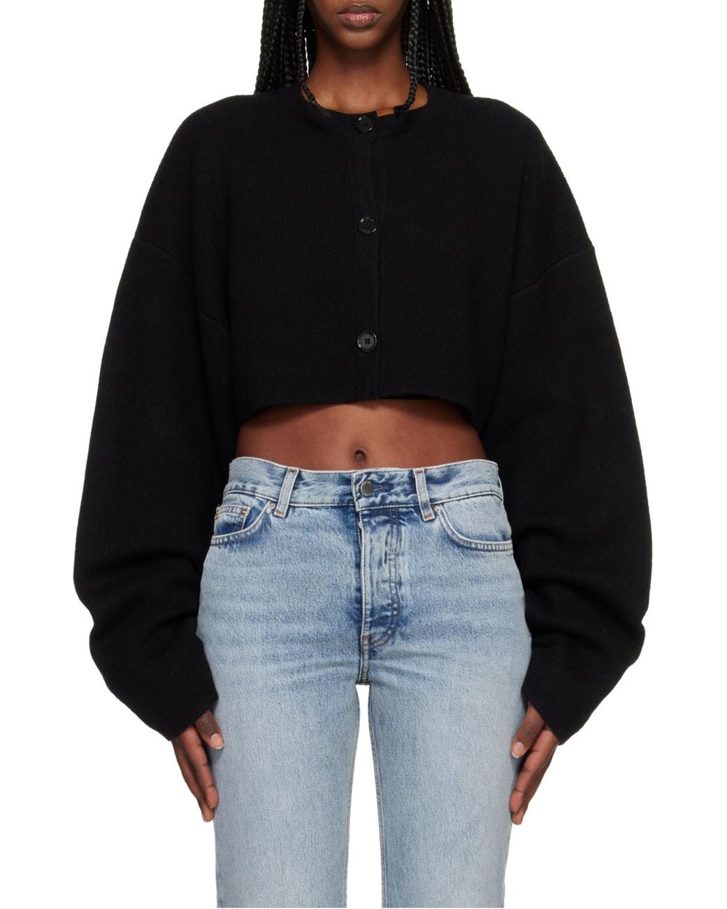 Totême Black Totême Crewneck Cropped Cardigan