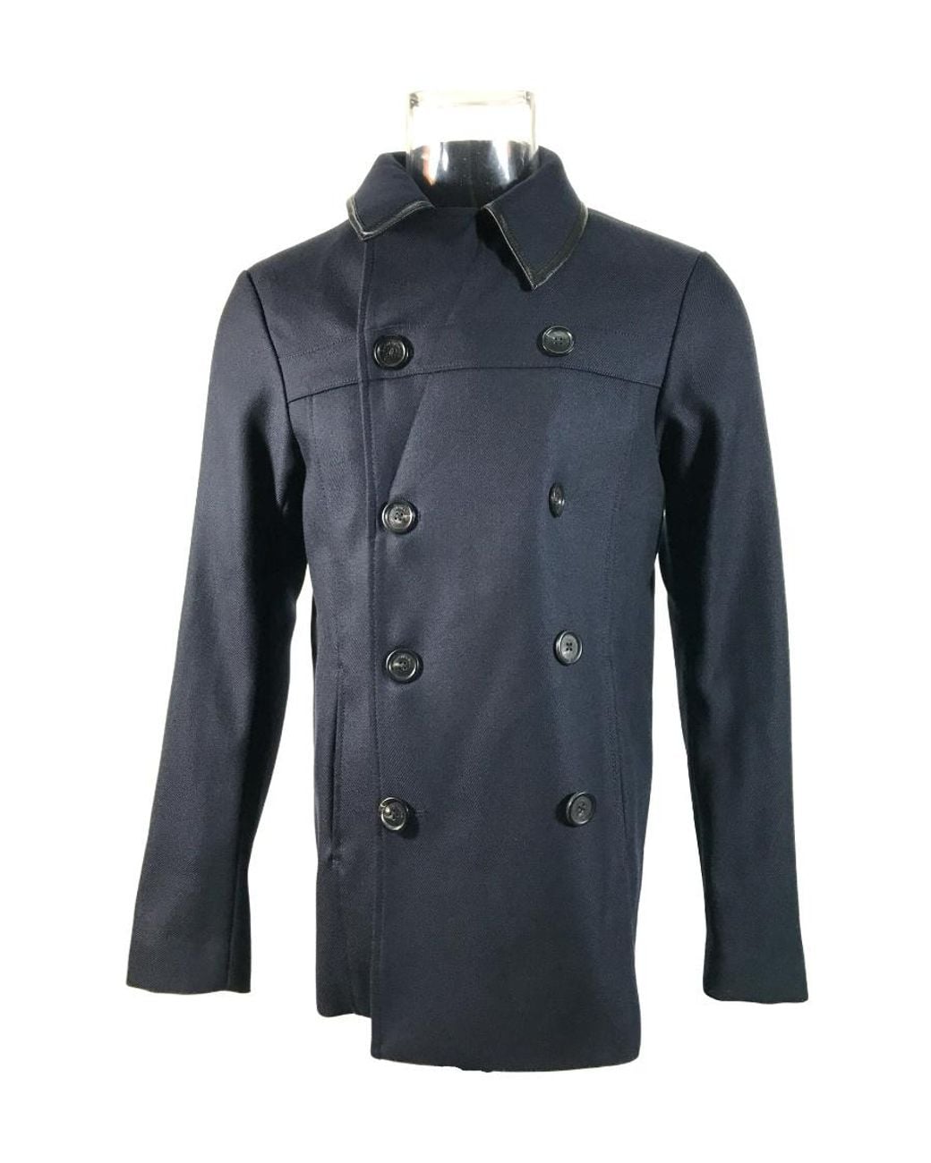 Emporio Armani Blue Double Breasted Coat for men