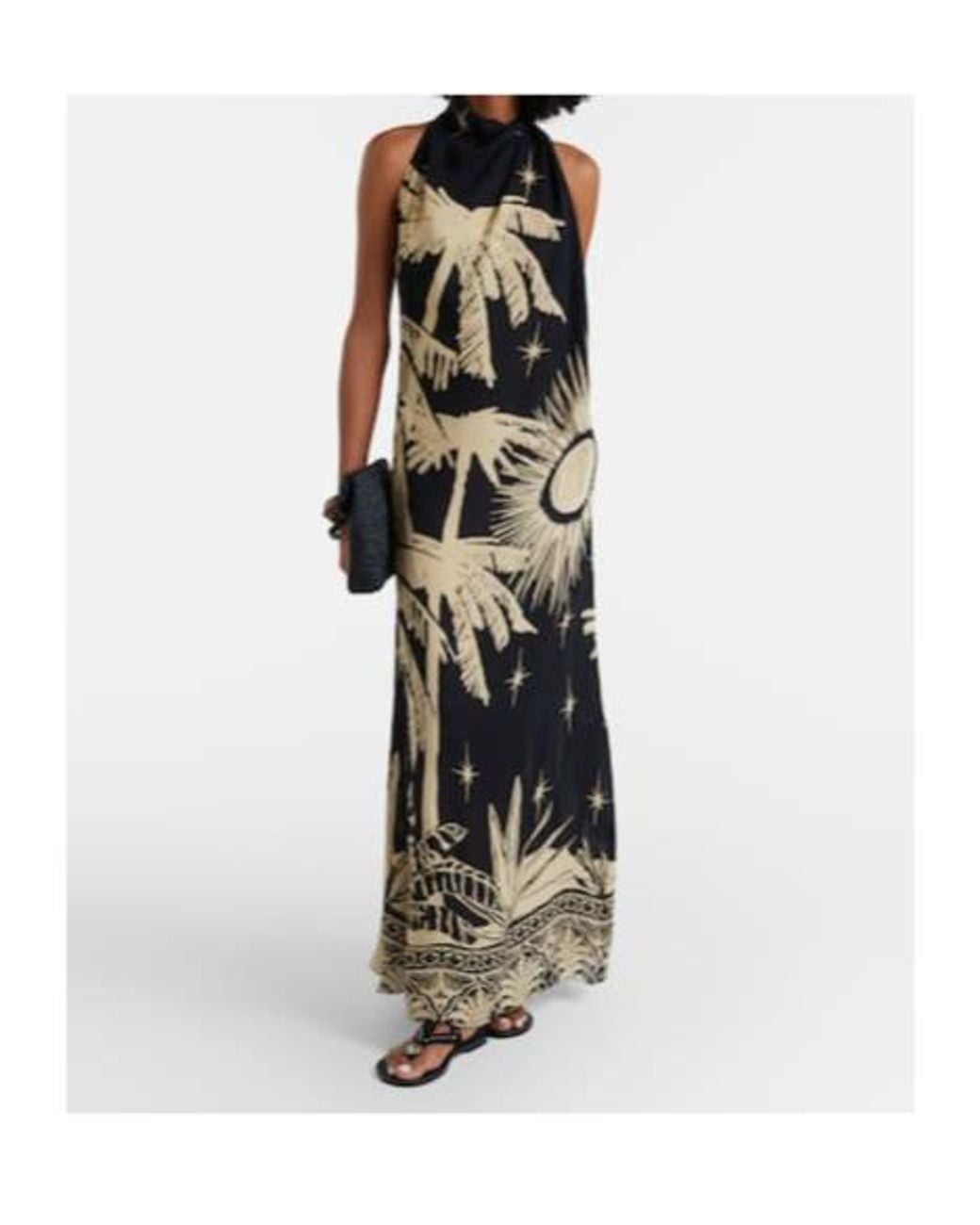Johanna Ortiz Black Musical Flower Floral Silk Maxi Dress