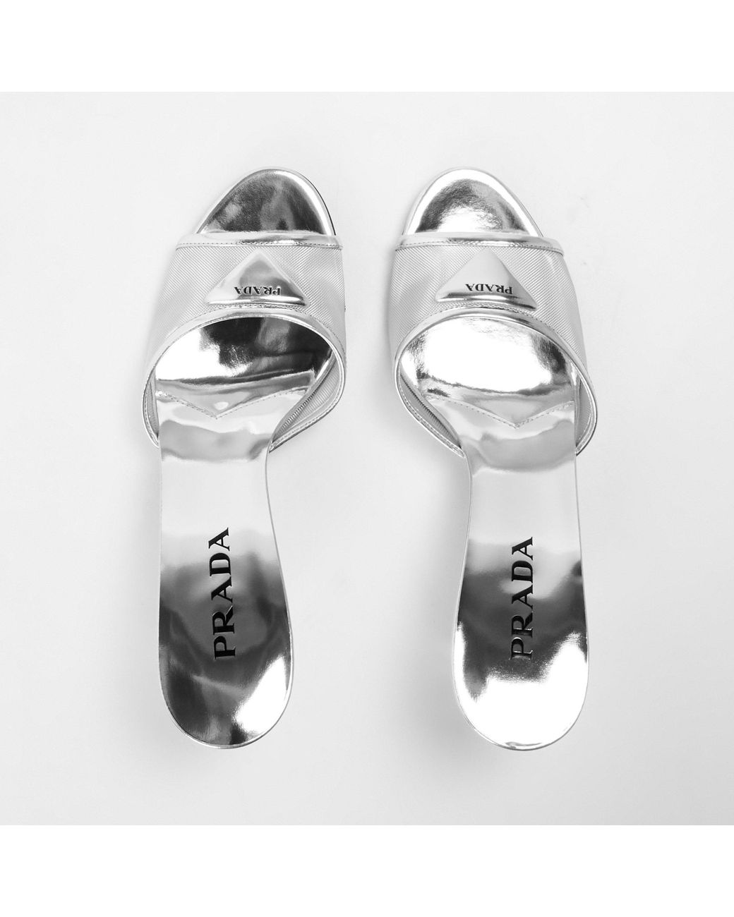 Prada White Mule Heeled Sandals