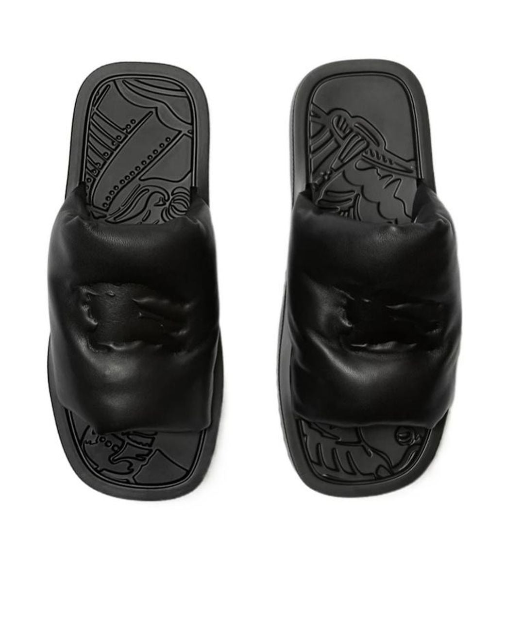 Burberry Black Ekd Embossed Slab Slip-On Slides