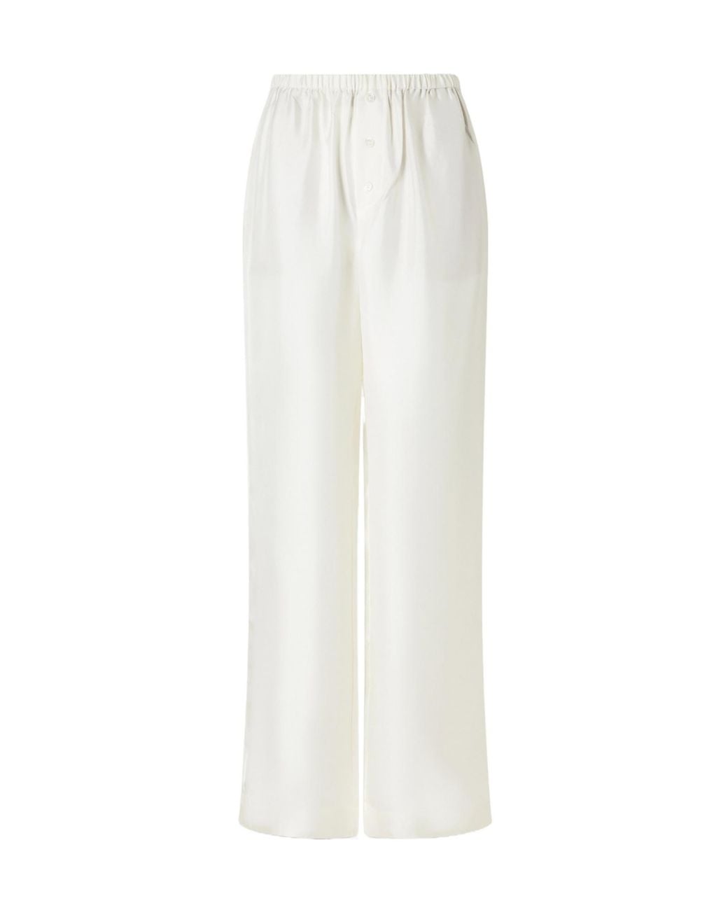 Rohe White Silk-Satin Wide-Leg Pants