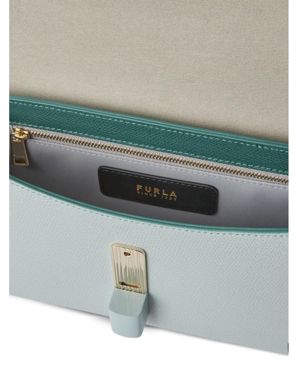 Furla Green Iride Two-Tone Pebbled-Leather Shoulder Bag