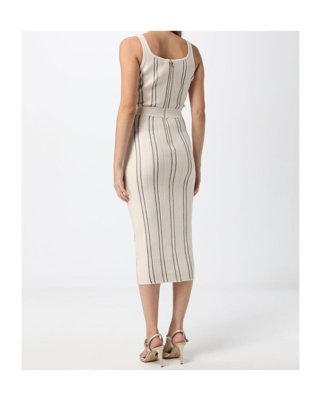 Elisabetta Franchi White Striped Knit Dress