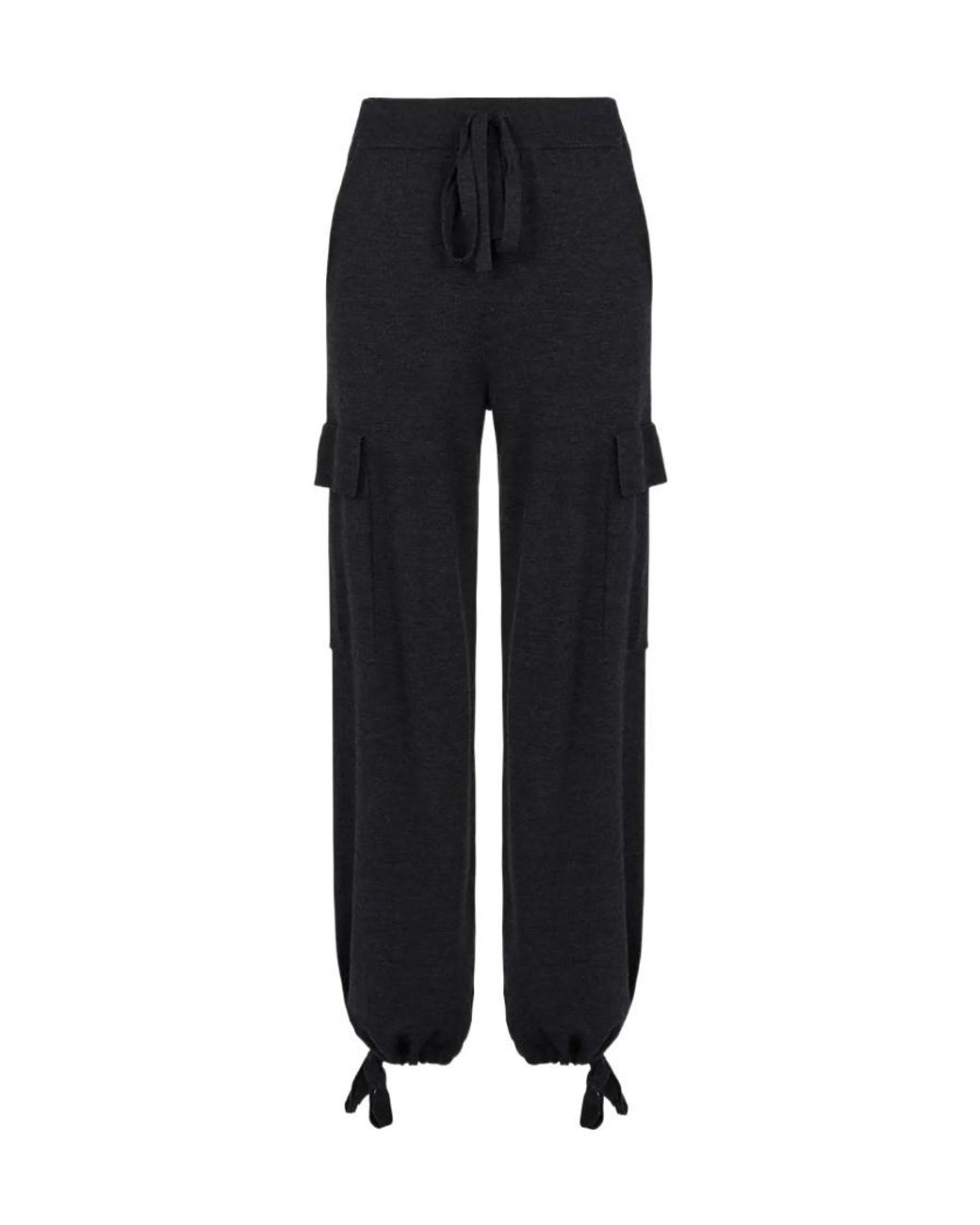 P.A.R.O.S.H. Black Drawstring Wool-Blend Cargo Trousers