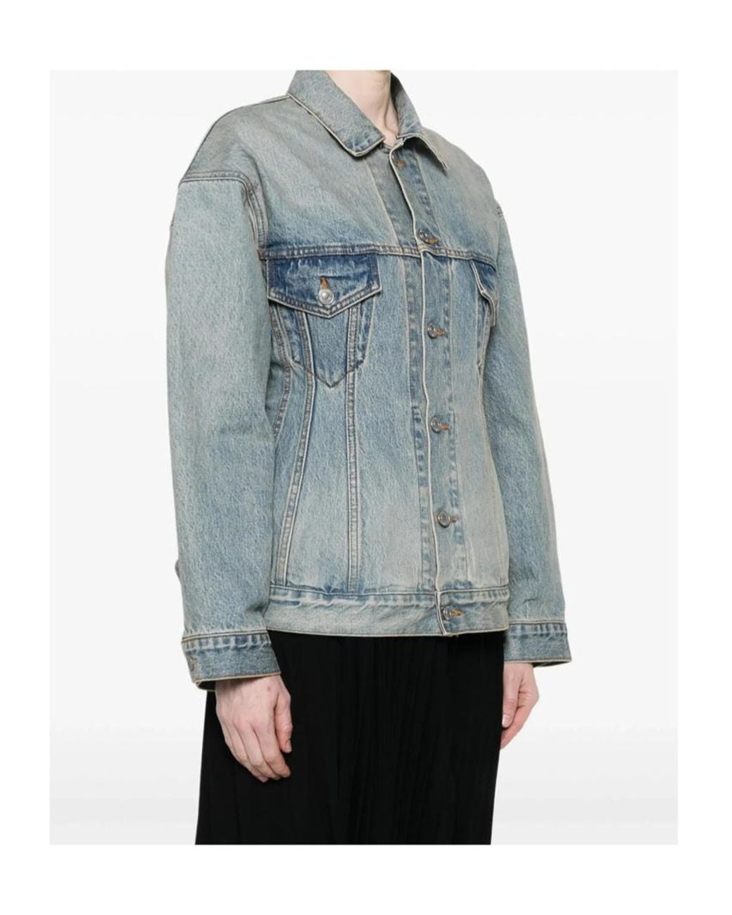 Balenciaga Blue Collared Button-Up Denim Jacket