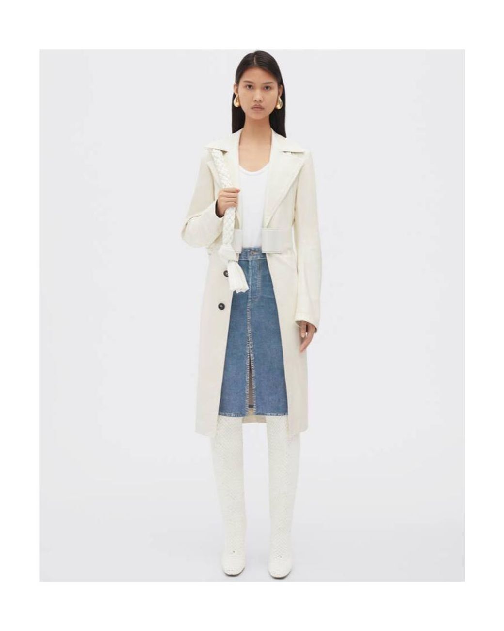 Bottega Veneta Blue Front Slit Denim Effect Skirt
