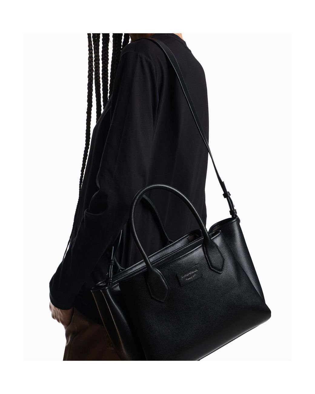Emporio Armani Black Logo Patch Tote Bag