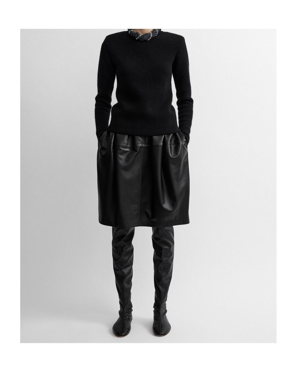 Totême Black Totême Structured Crew Knit Jumper