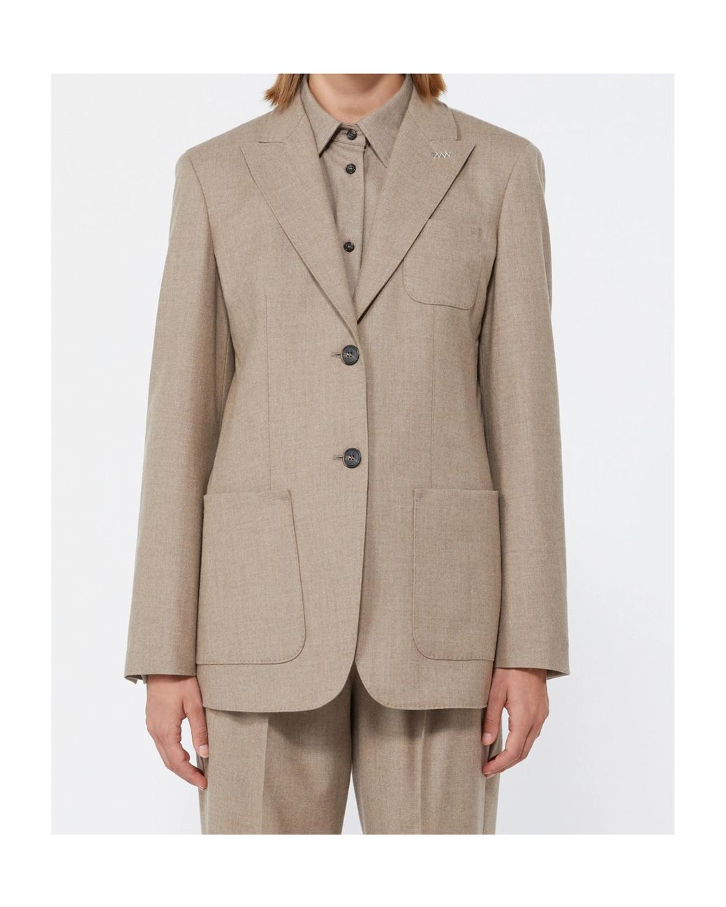 Max Mara Natural Single-Breasted Notch-Lapels Blazer