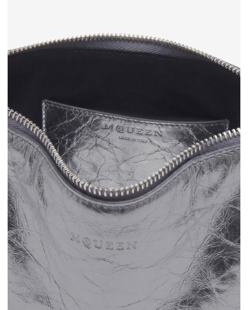 McQueen Gray Manta Textured Shoulder Bag