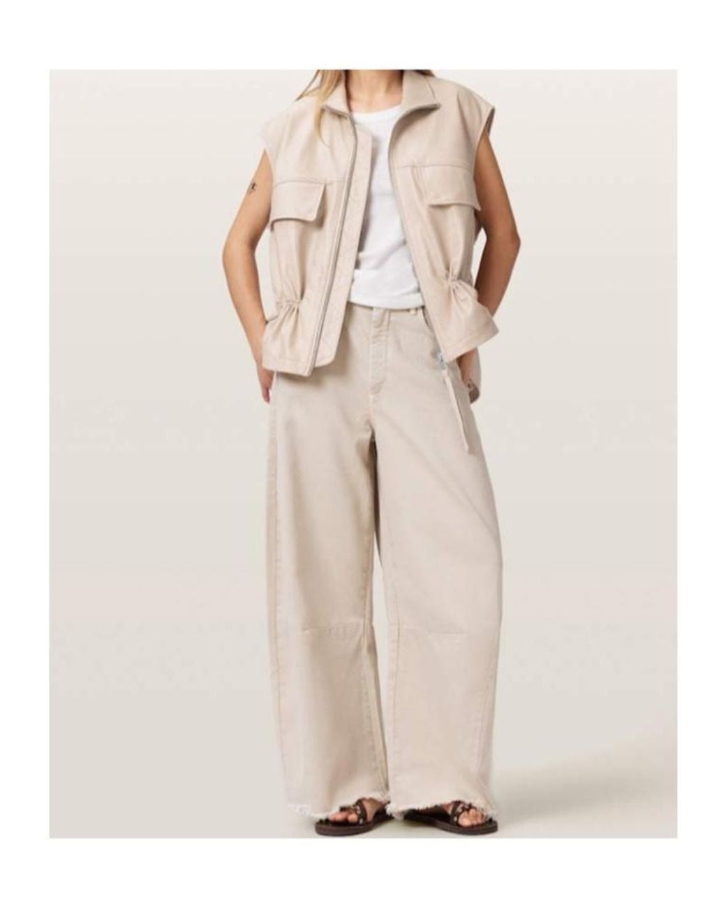 AllSaints Natural Flor High-Neck Sleeveless Waistcoat