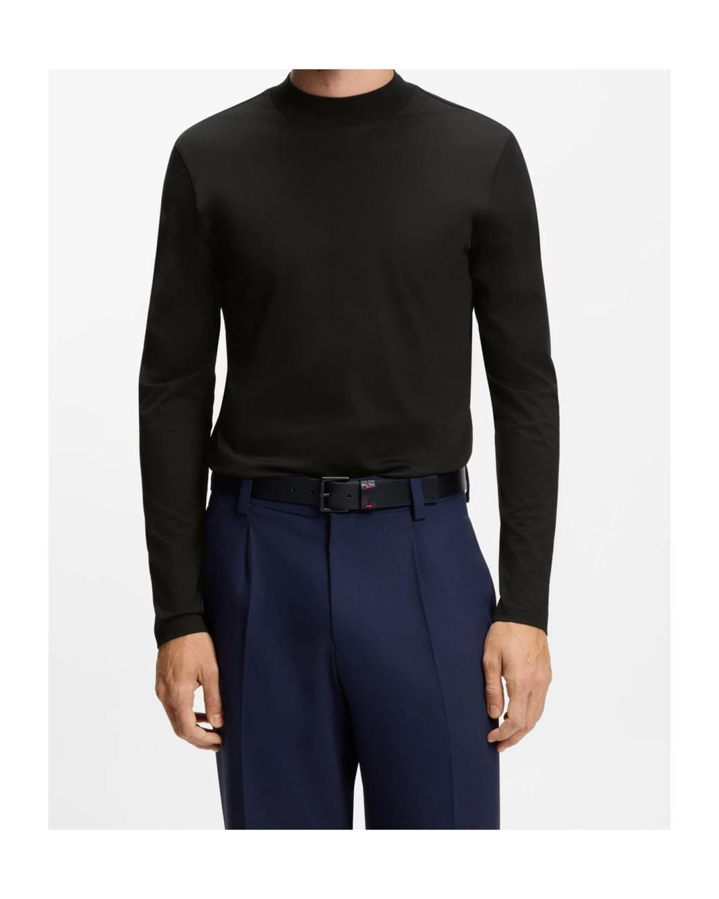Boss Black Mock Neck Slim-Fit T-Shirt for men