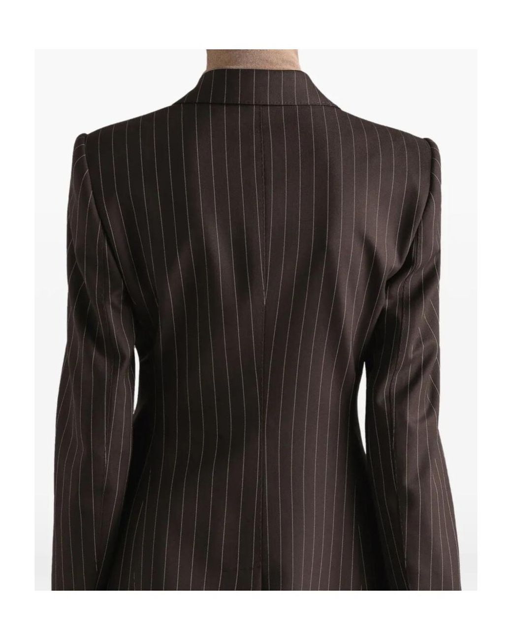 Dolce & Gabbana Black Double-Breasted Pinstriped Blazer