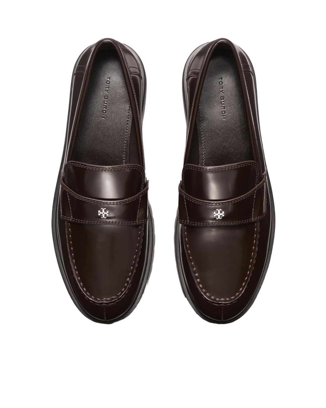 Tory Burch Brown Logo-Plaque Loafers