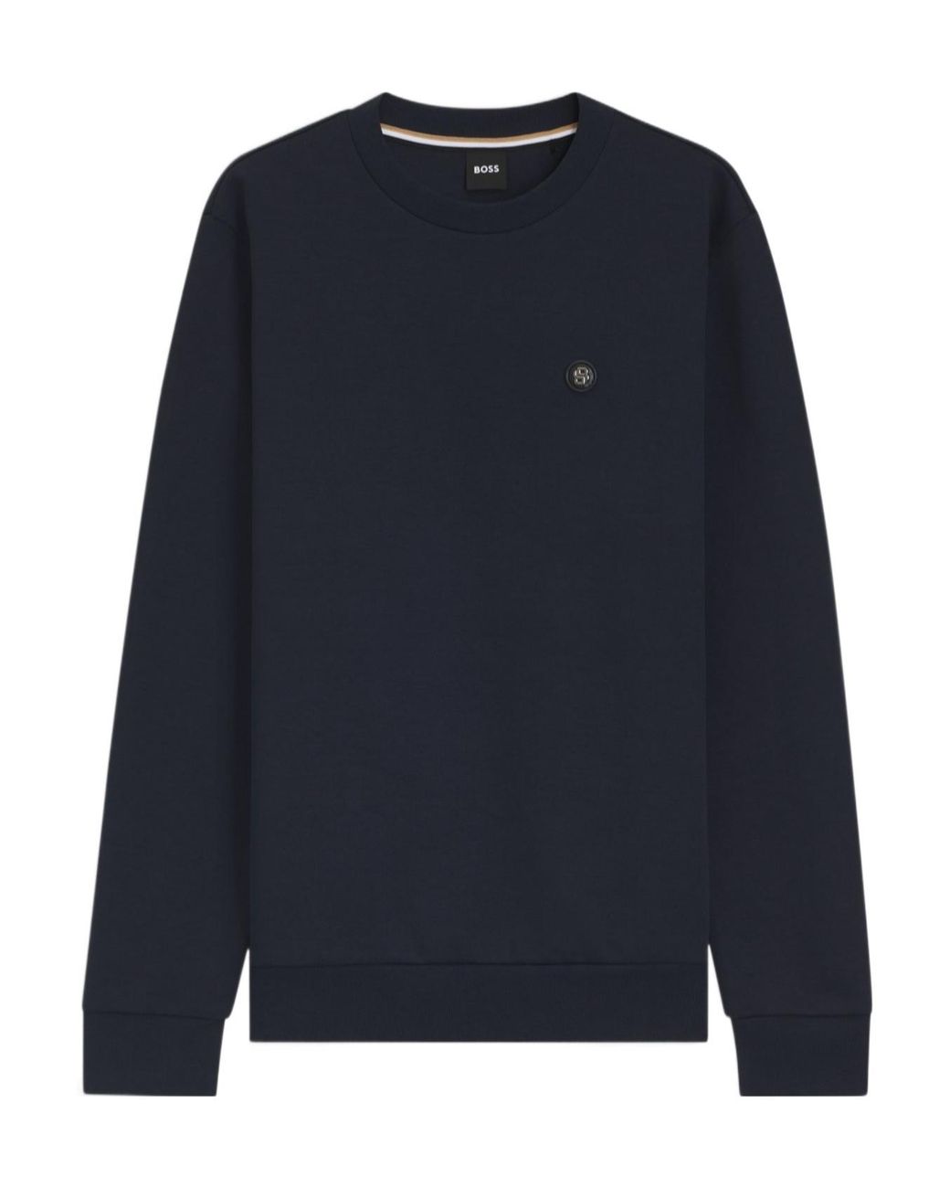 Boss Blue Appliqué Crew-Neck Sweatshirt for men
