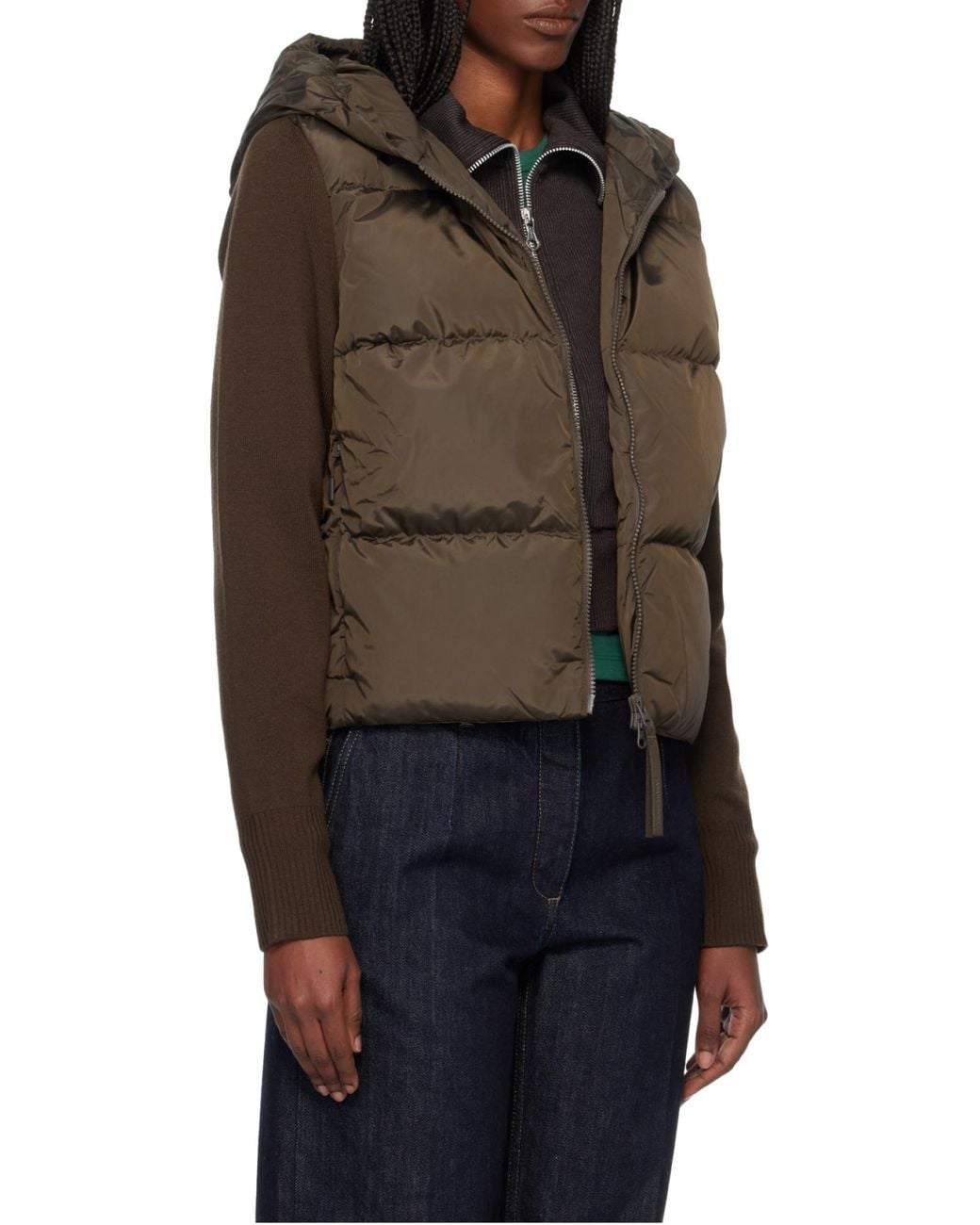 Canada Goose Brown Logo Embroidered Zip-Up Hooded Jacket