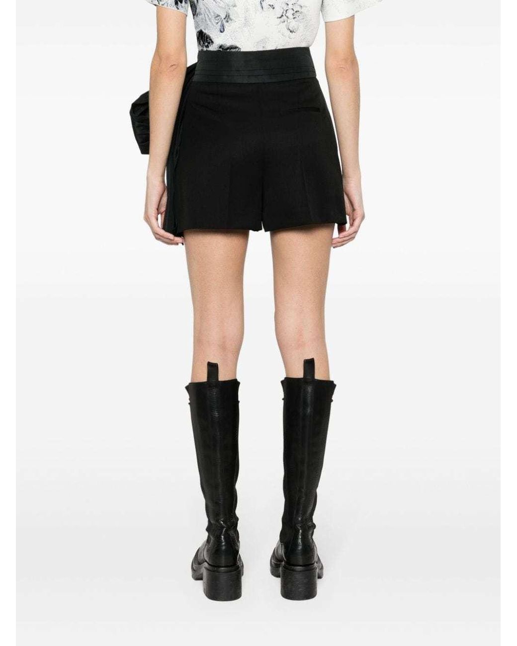 McQueen Black Bow-Detailed High-Waist Shorts