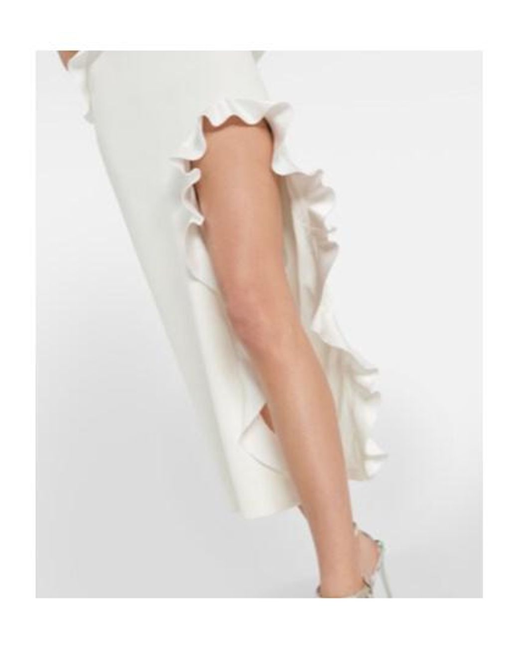 David Koma White Ruffle-Trimmed Asymmetrical Cutout Midi Dress