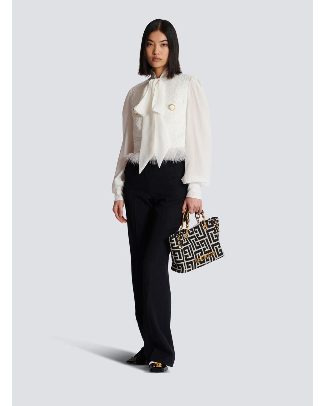Balmain White Tweed Long Sleeved Jacket