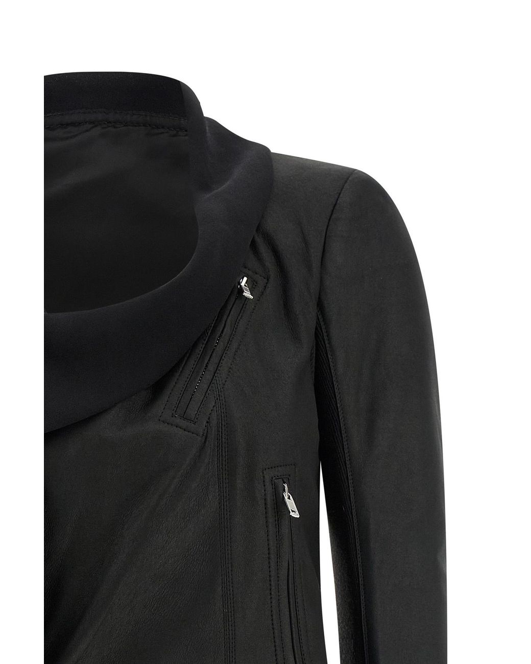 Rick Owens Black Scarf Embellished Biker Jacket