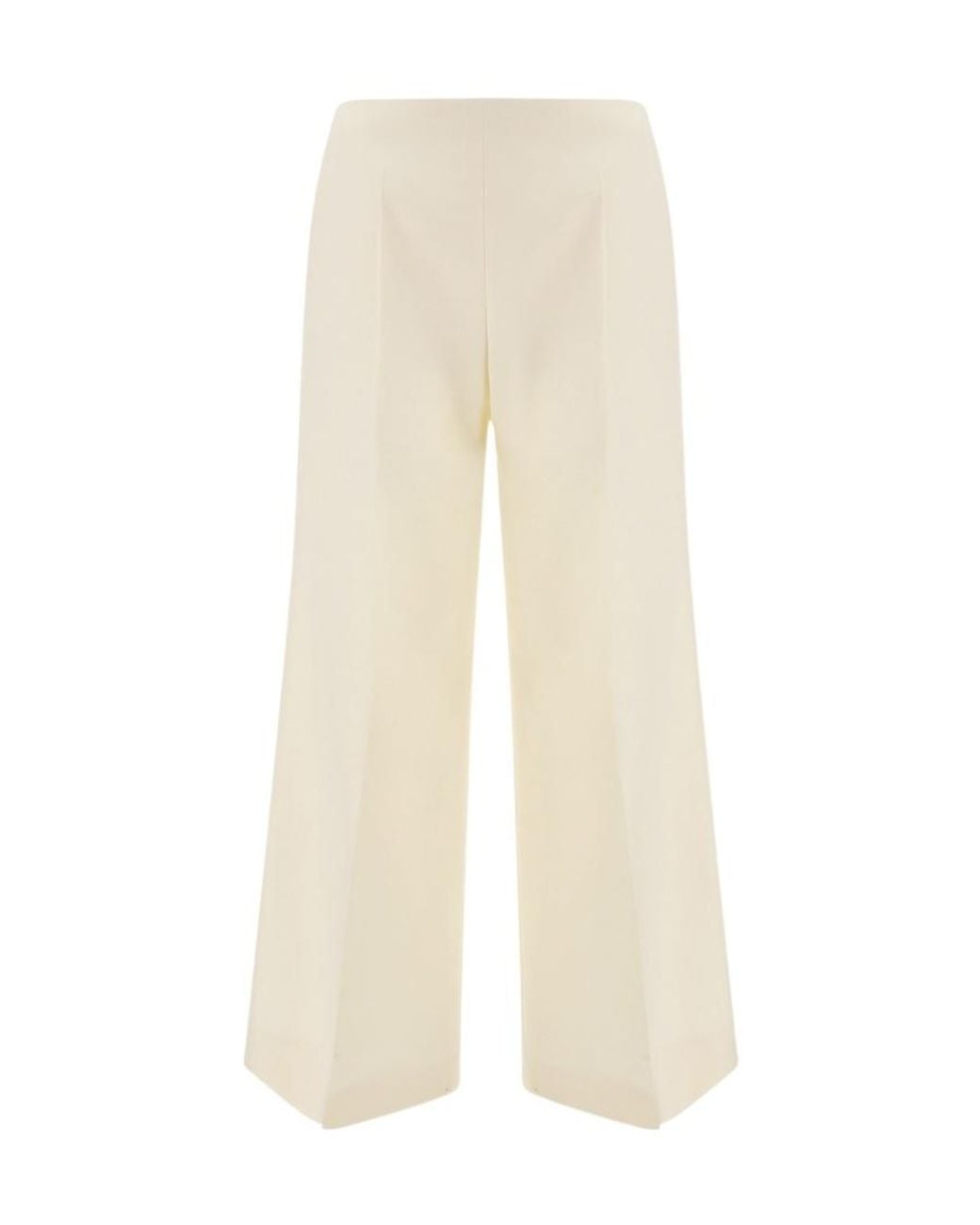 Valentino White High-Waisted Wide-Leg Trousers