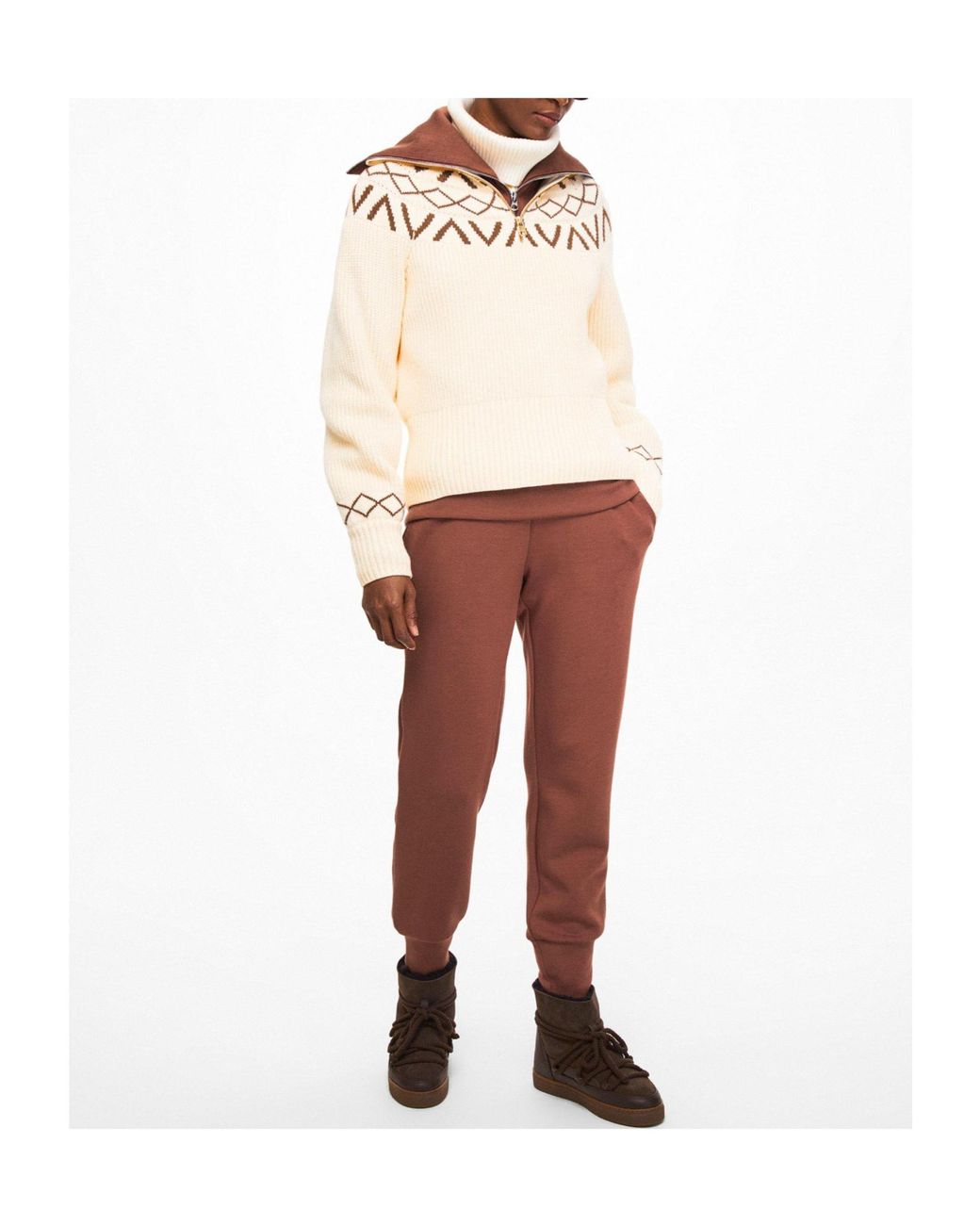 Varley White Sigrid Ribbed-Knit Half-Zip Sweater