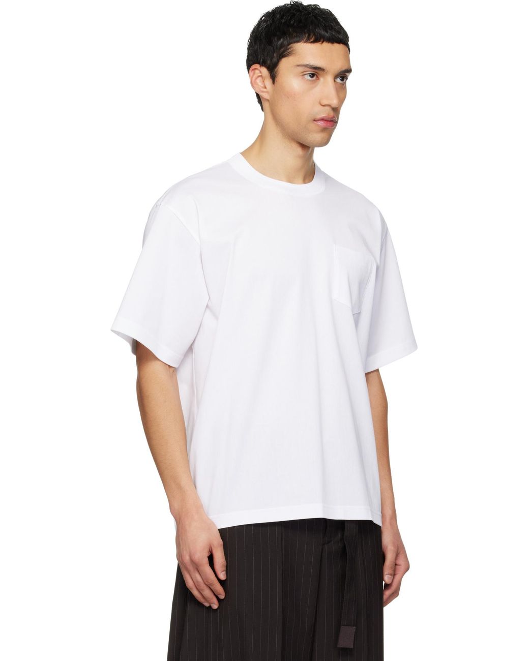 Sacai White Cotton Jersey T-Shirt for men