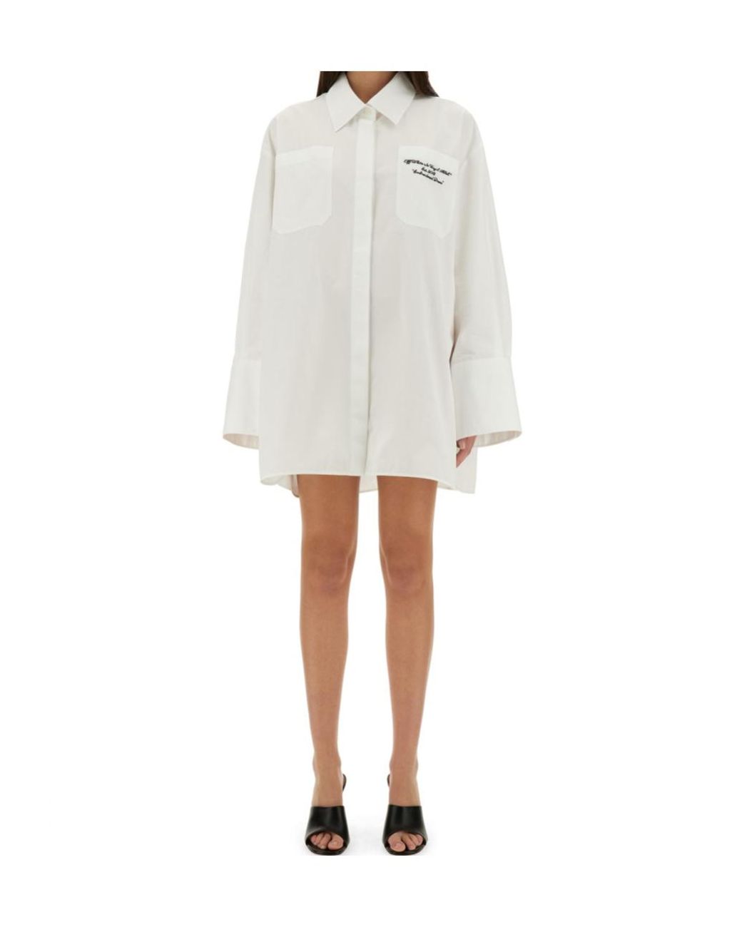 Off-White c/o Virgil Abloh White Button-Up Long-Sleeved Shirt Dress